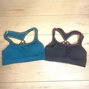 Jockey Girls Racerback Sports Bras - Blue and Black Size Large